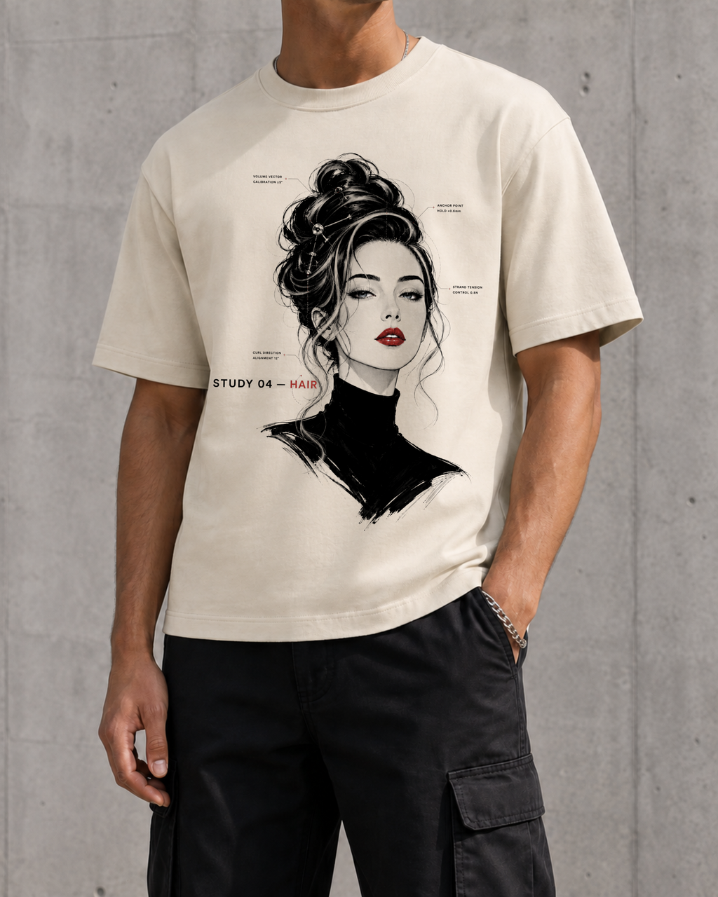 Hair, Study 04 heavyweight boxy tee worn by a man, front view