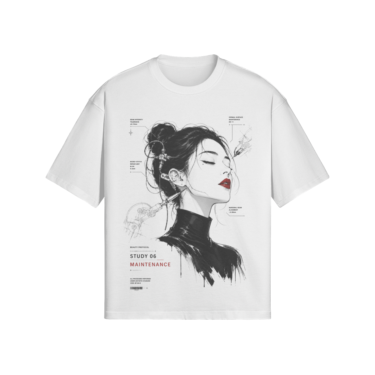 Maintenance, Study 06 tee in white, flat front view