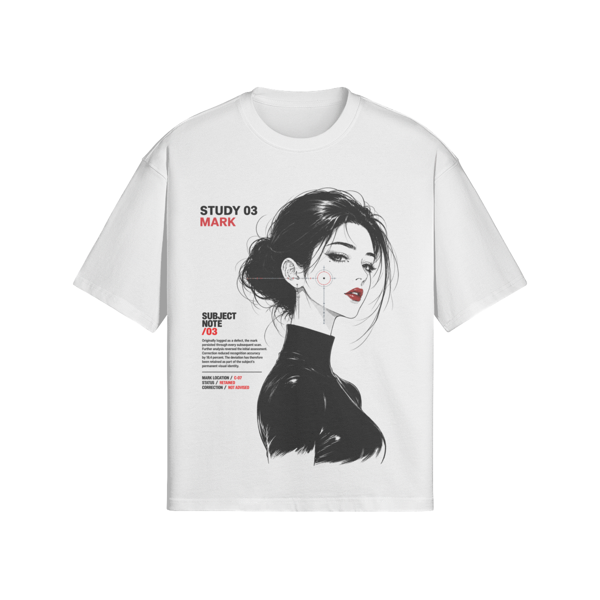 Mark, Study 03 tee in white, flat front view