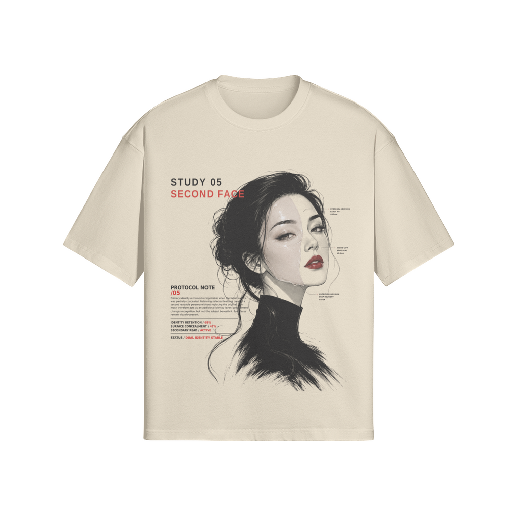 Second Face, Study 05 tee in apricot, print detail