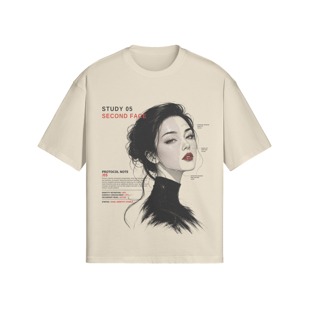 Second Face, Study 05 tee in apricot, print detail