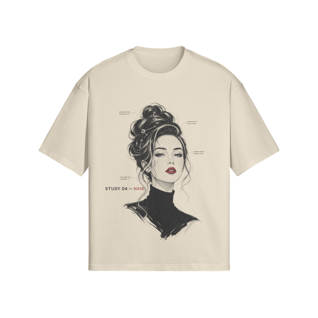 Hair, Study 04 tee in apricot, flat front view