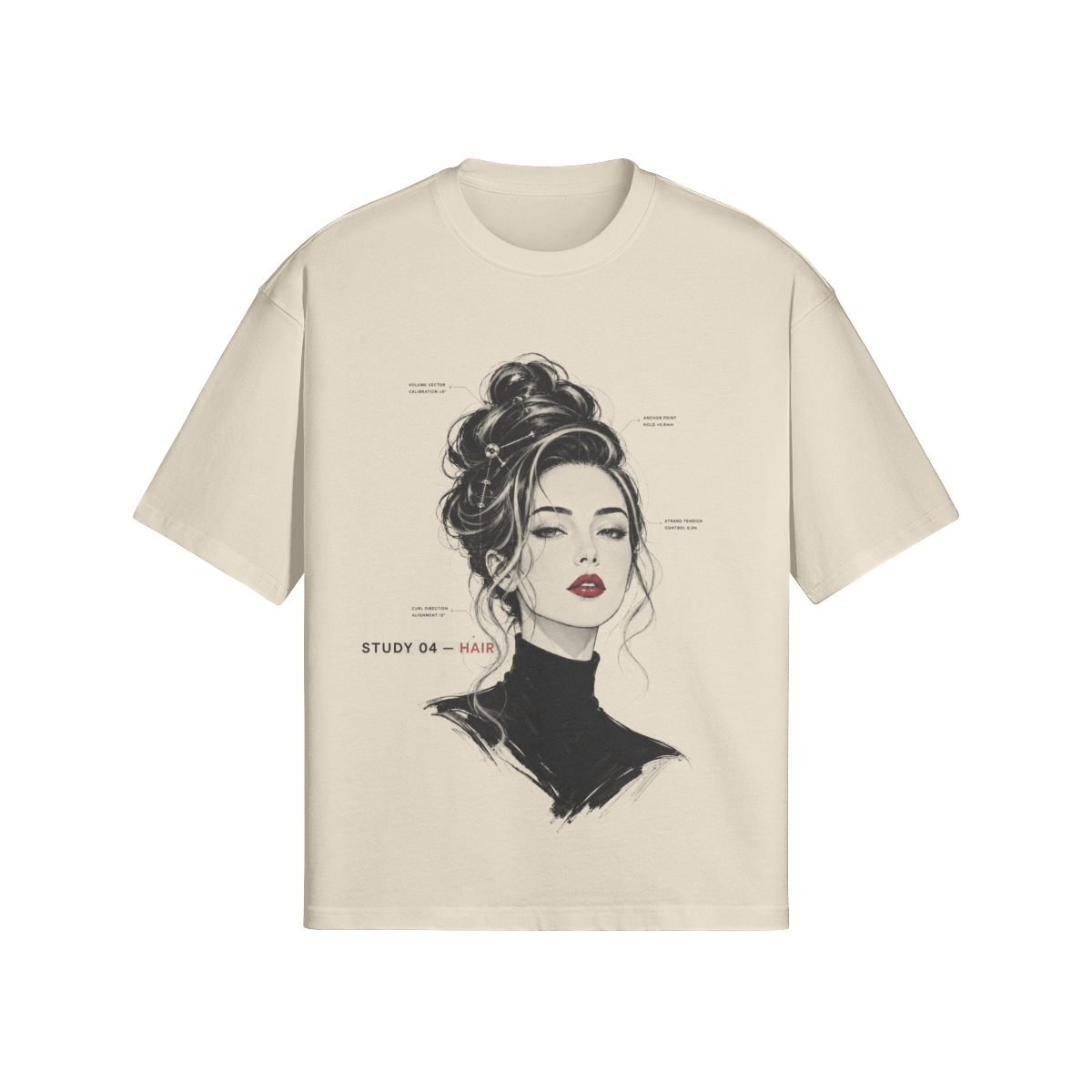 Hair, Study 04 tee in apricot, flat front view